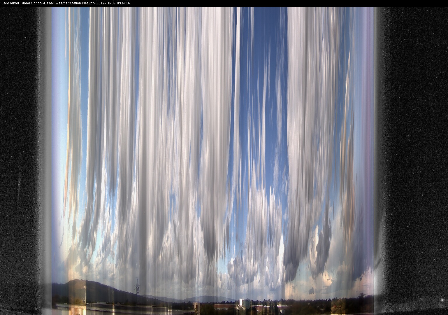 image of the sky seen from UVic, each column of pixels is a different minute, keogram