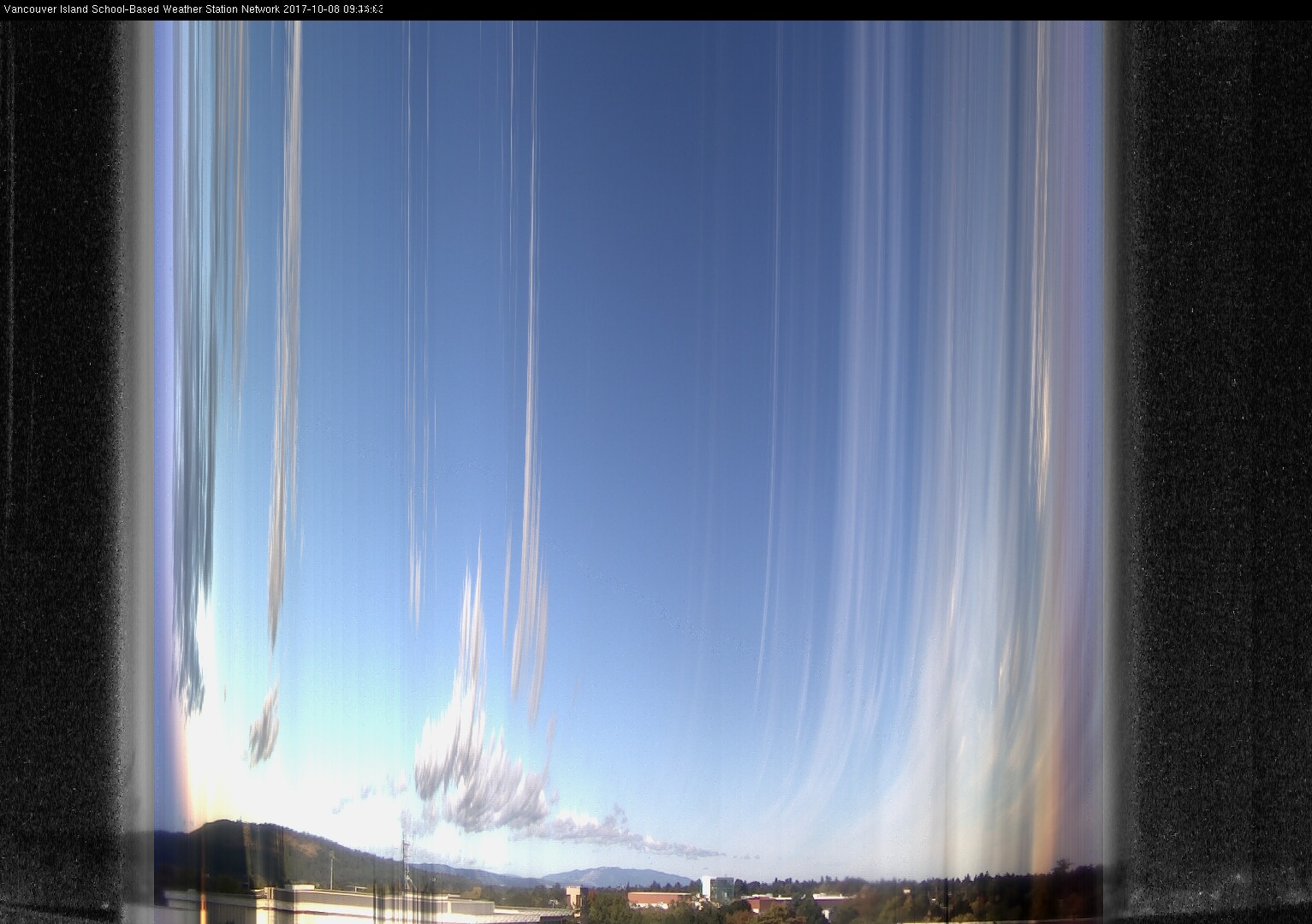 image of the sky seen from UVic, each column of pixels is a different minute, keogram