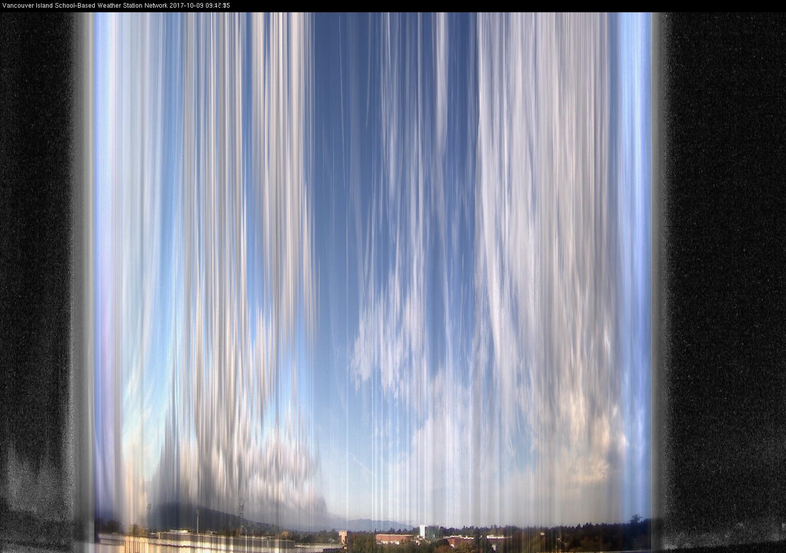 image of the sky seen from UVic, each column of pixels is a different minute, keogram