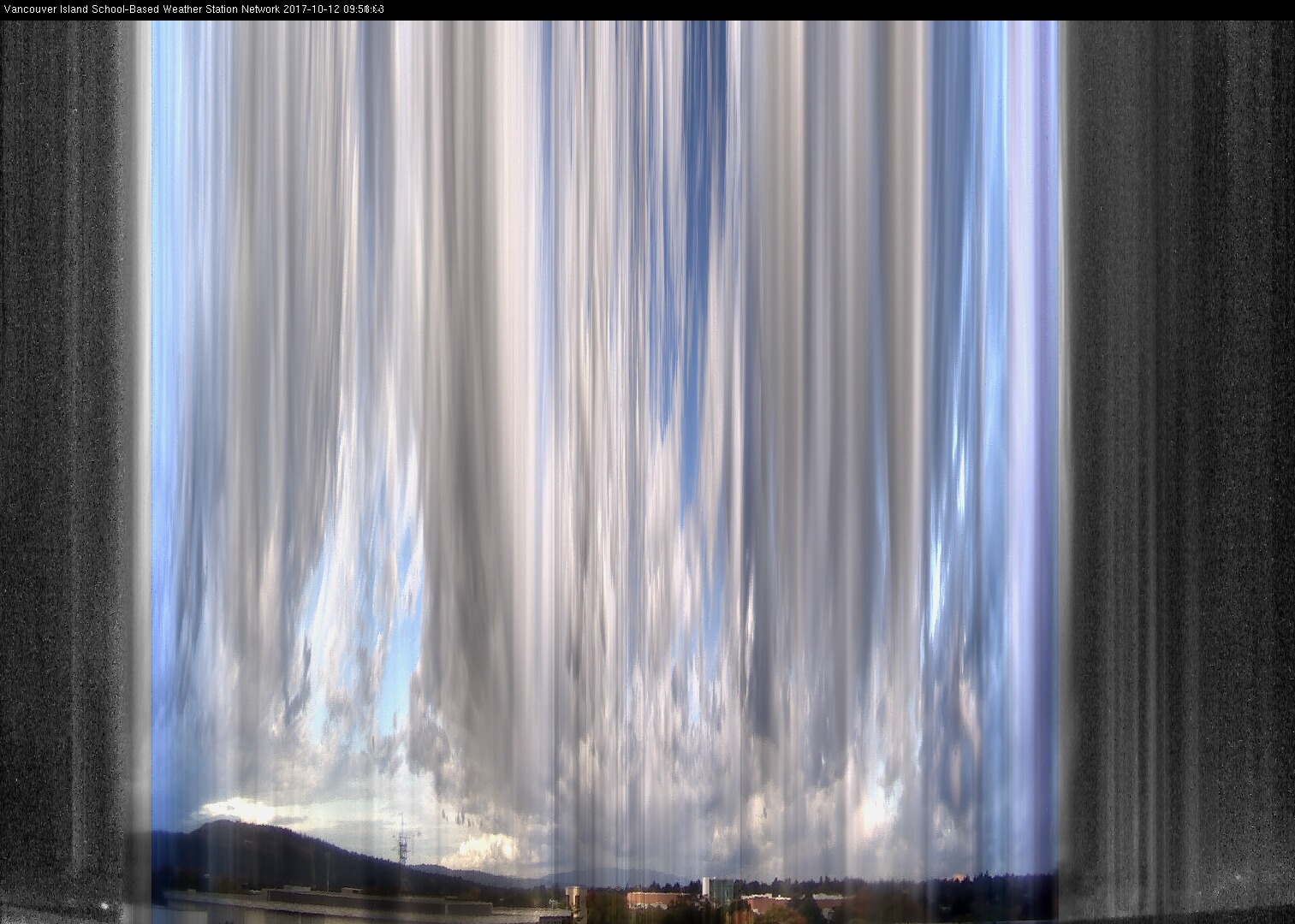 image of the sky seen from UVic, each column of pixels is a different minute, keogram
