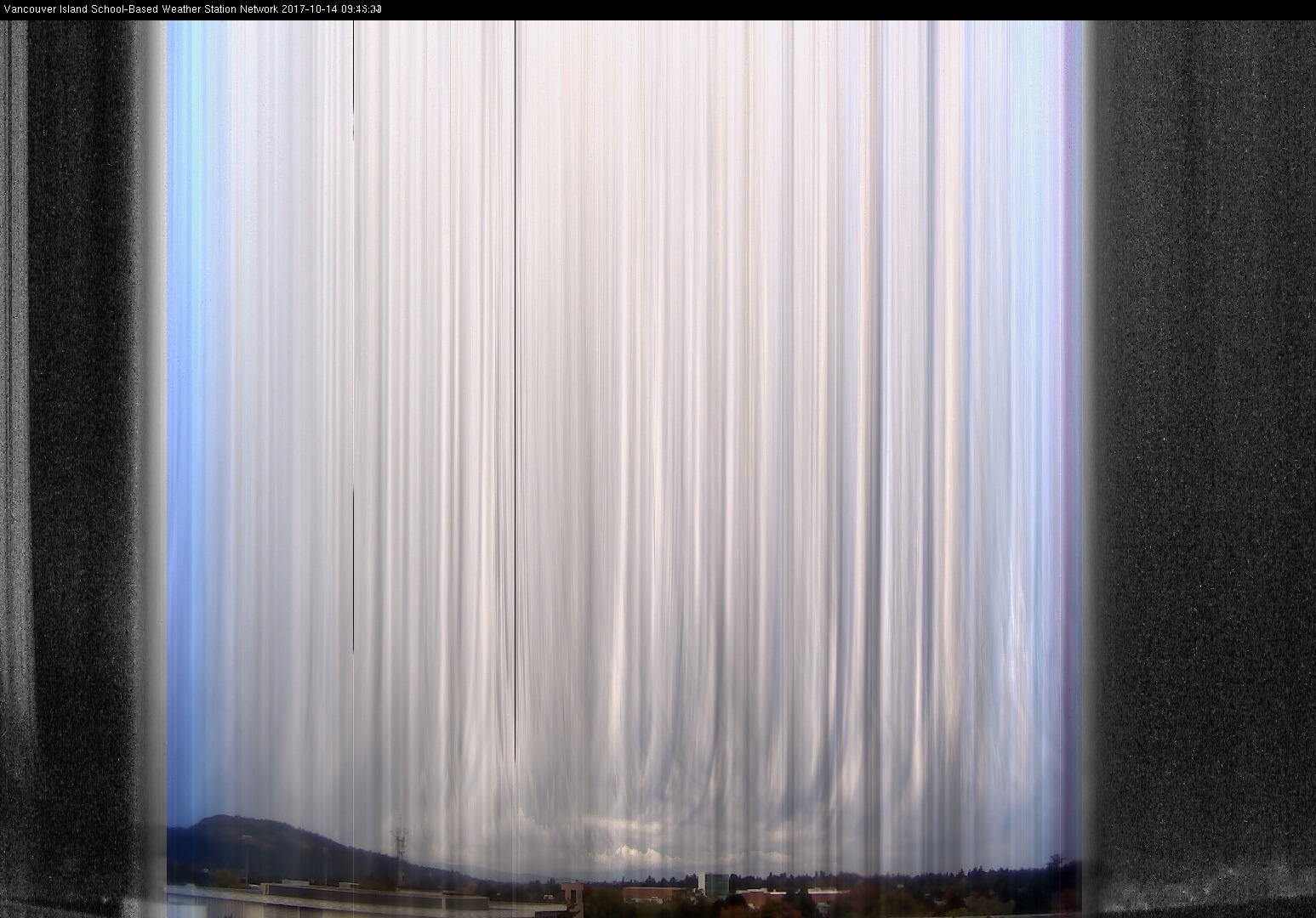 image of the sky seen from UVic, each column of pixels is a different minute, keogram