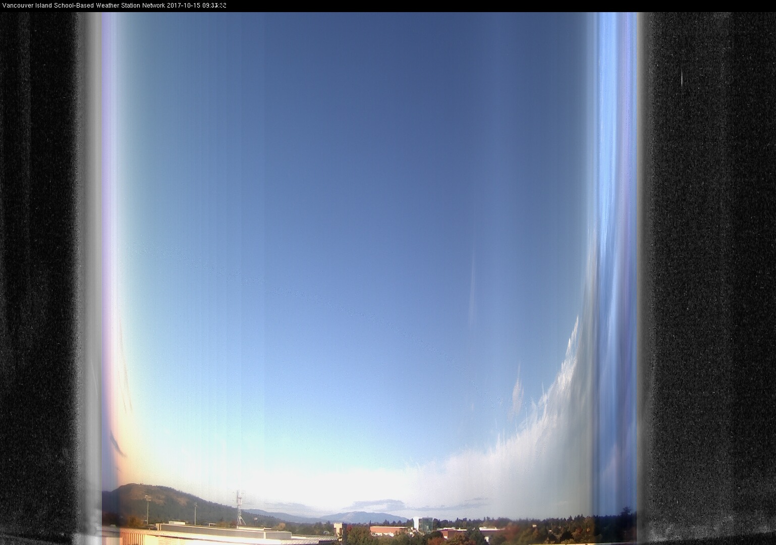 image of the sky seen from UVic, each column of pixels is a different minute, keogram