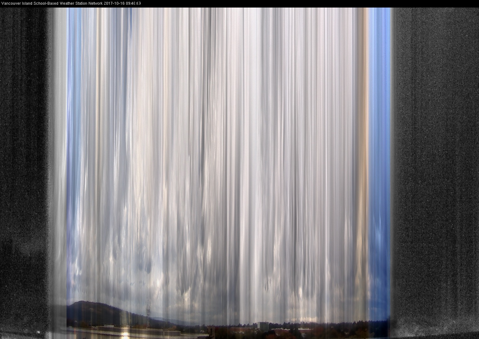 image of the sky seen from UVic, each column of pixels is a different minute, keogram