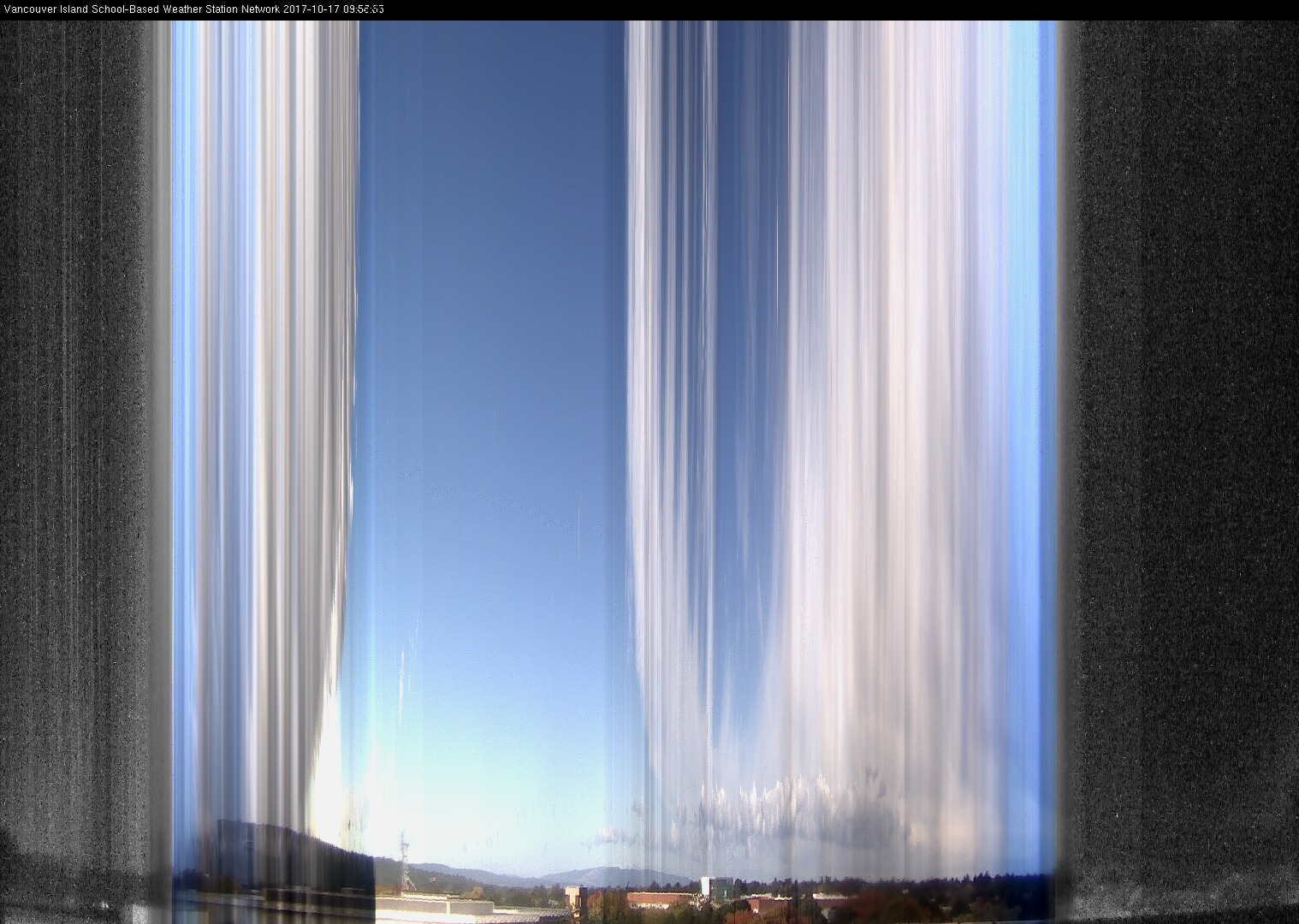 image of the sky seen from UVic, each column of pixels is a different minute, keogram