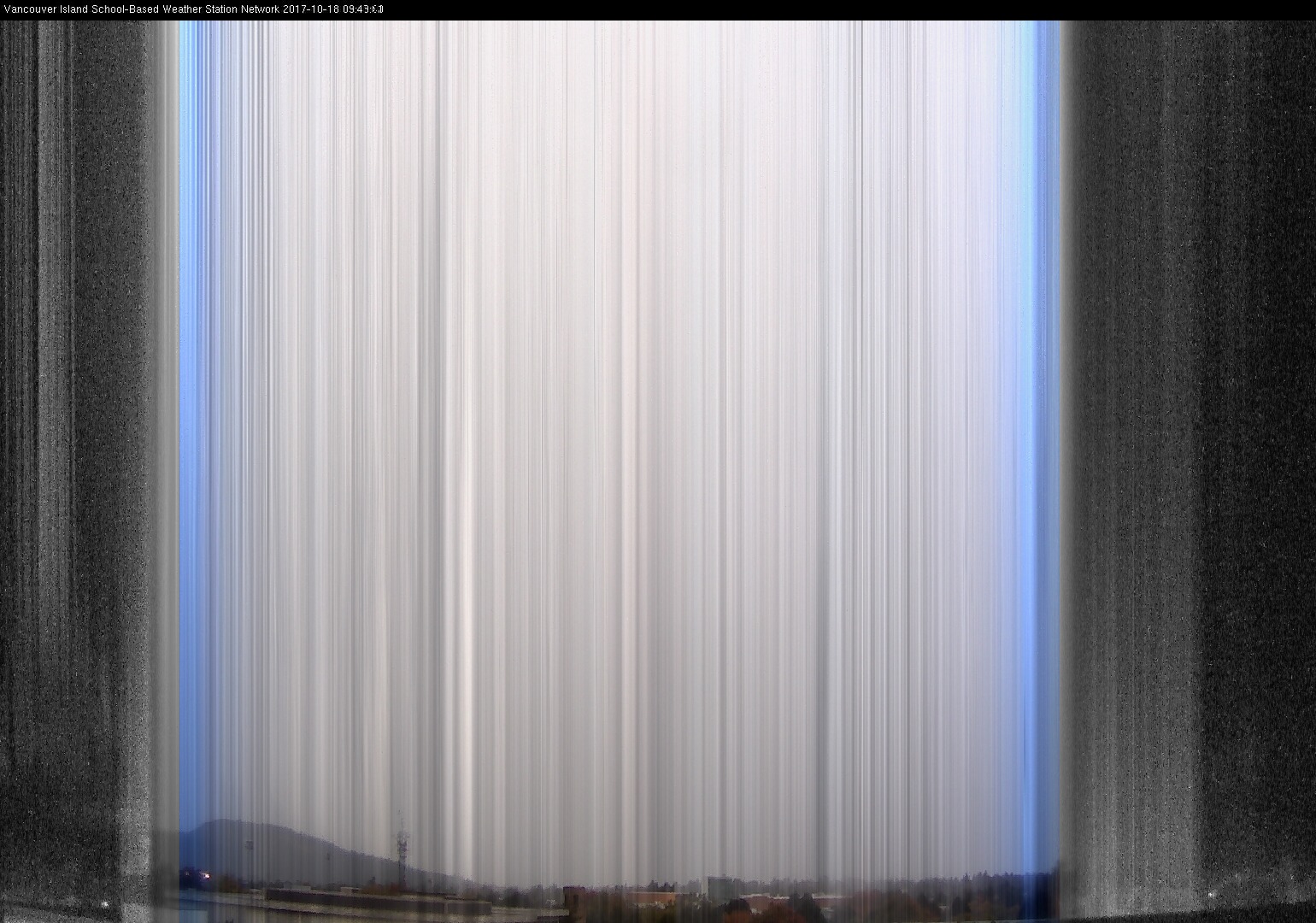 image of the sky seen from UVic, each column of pixels is a different minute, keogram