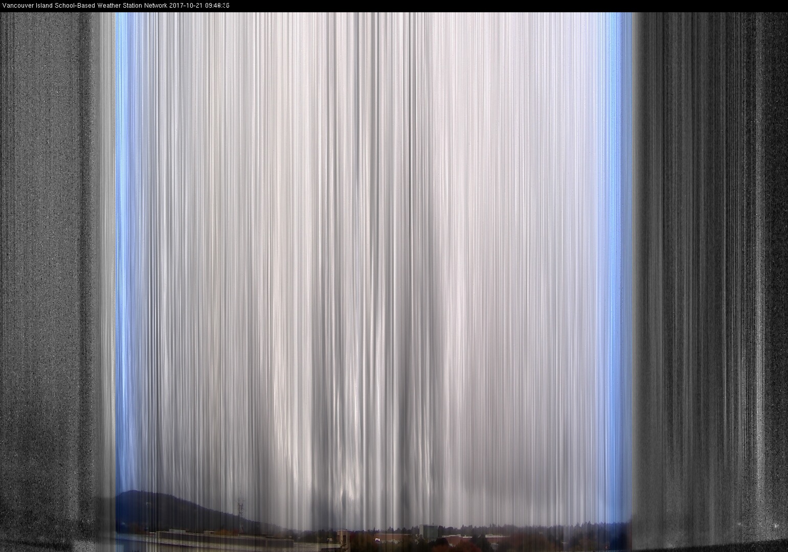 image of the sky seen from UVic, each column of pixels is a different minute, keogram