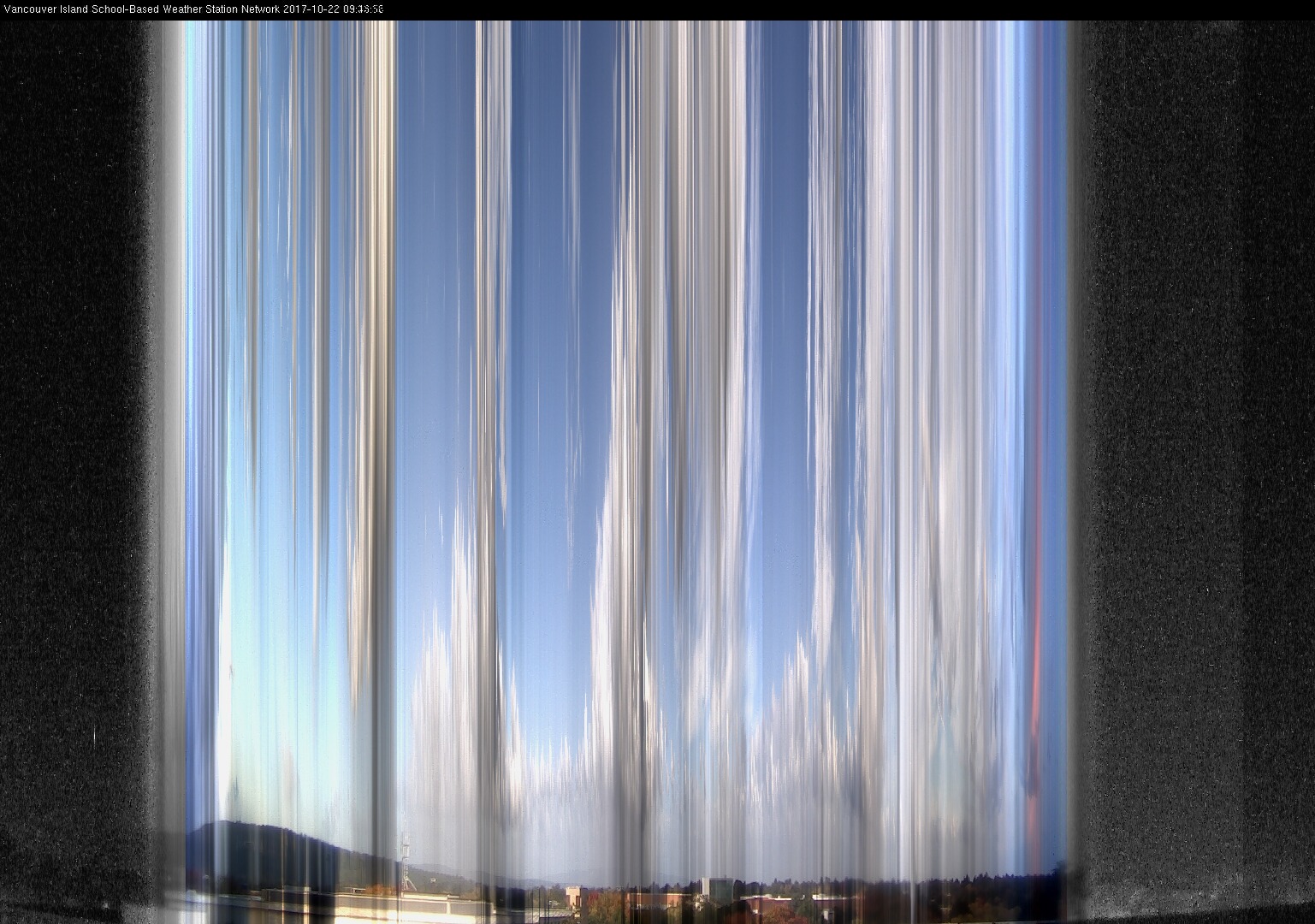 image of the sky seen from UVic, each column of pixels is a different minute, keogram