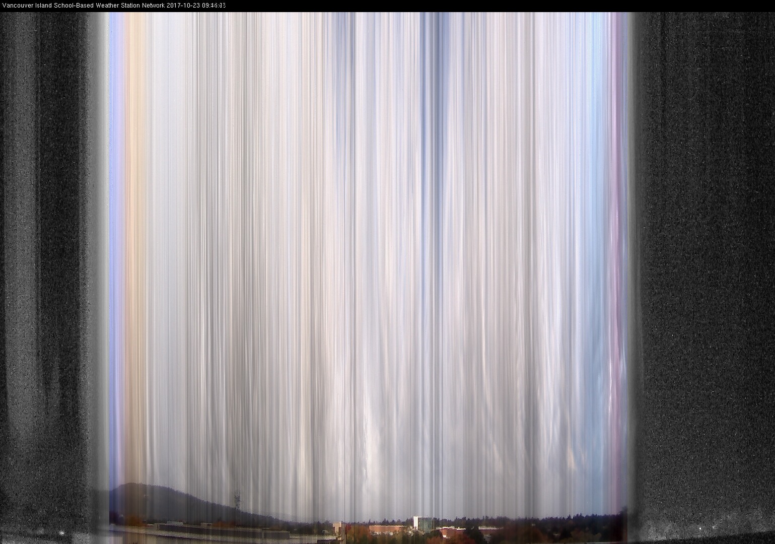 image of the sky seen from UVic, each column of pixels is a different minute, keogram