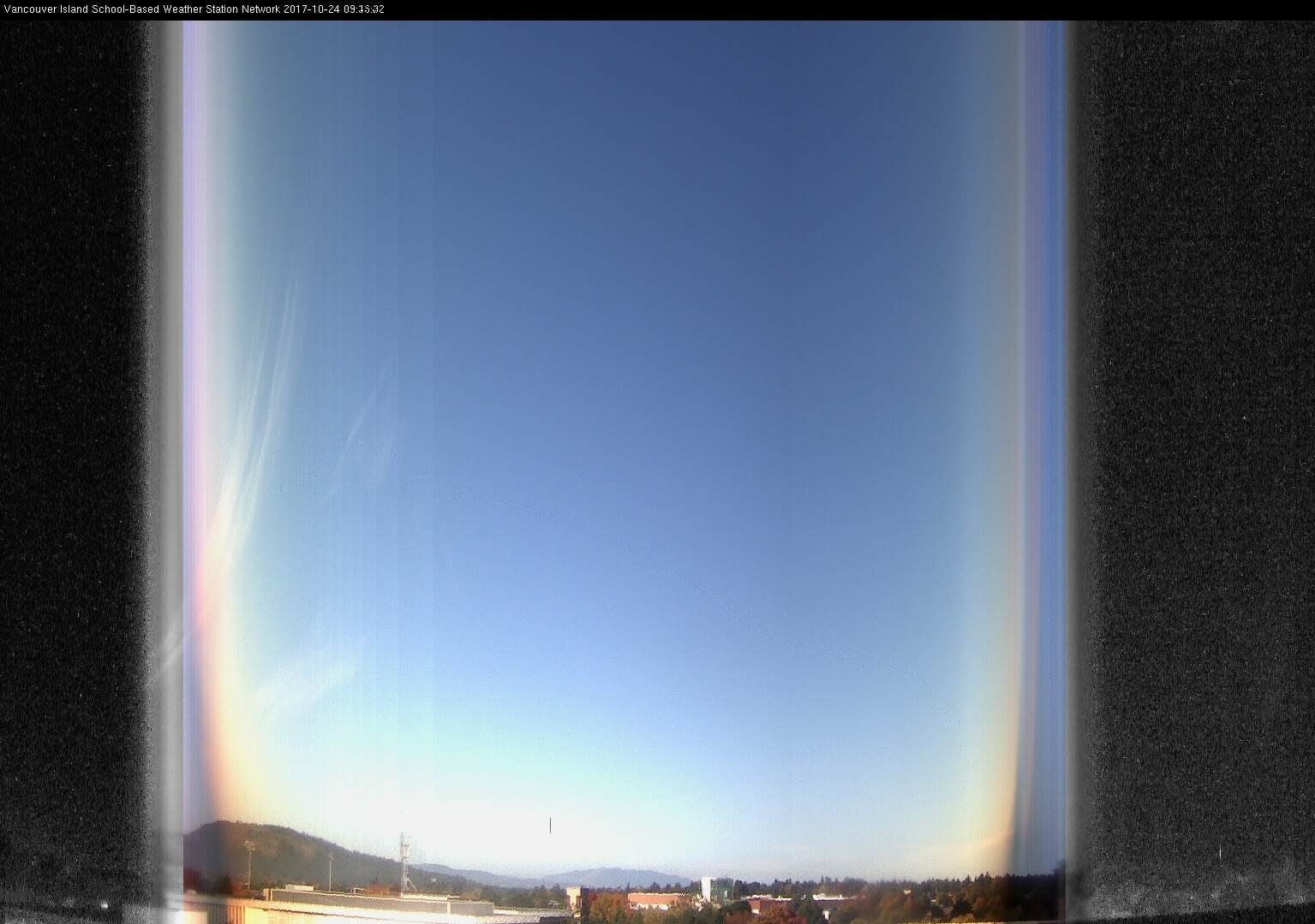 image of the sky seen from UVic, each column of pixels is a different minute, keogram