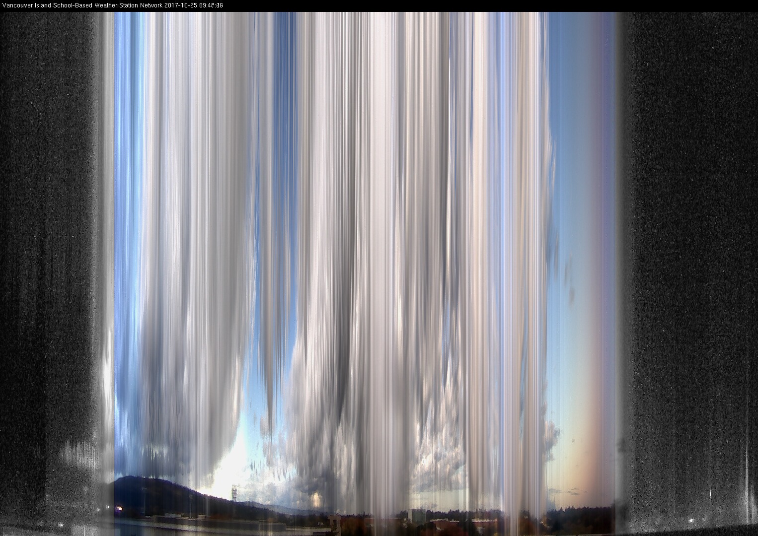 image of the sky seen from UVic, each column of pixels is a different minute, keogram