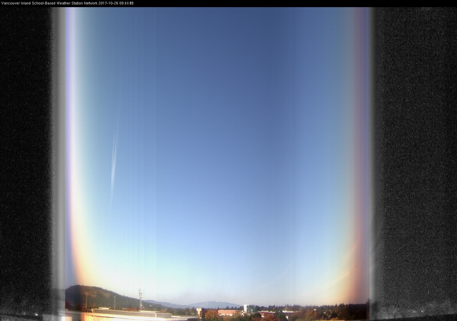 image of the sky seen from UVic, each column of pixels is a different minute, keogram