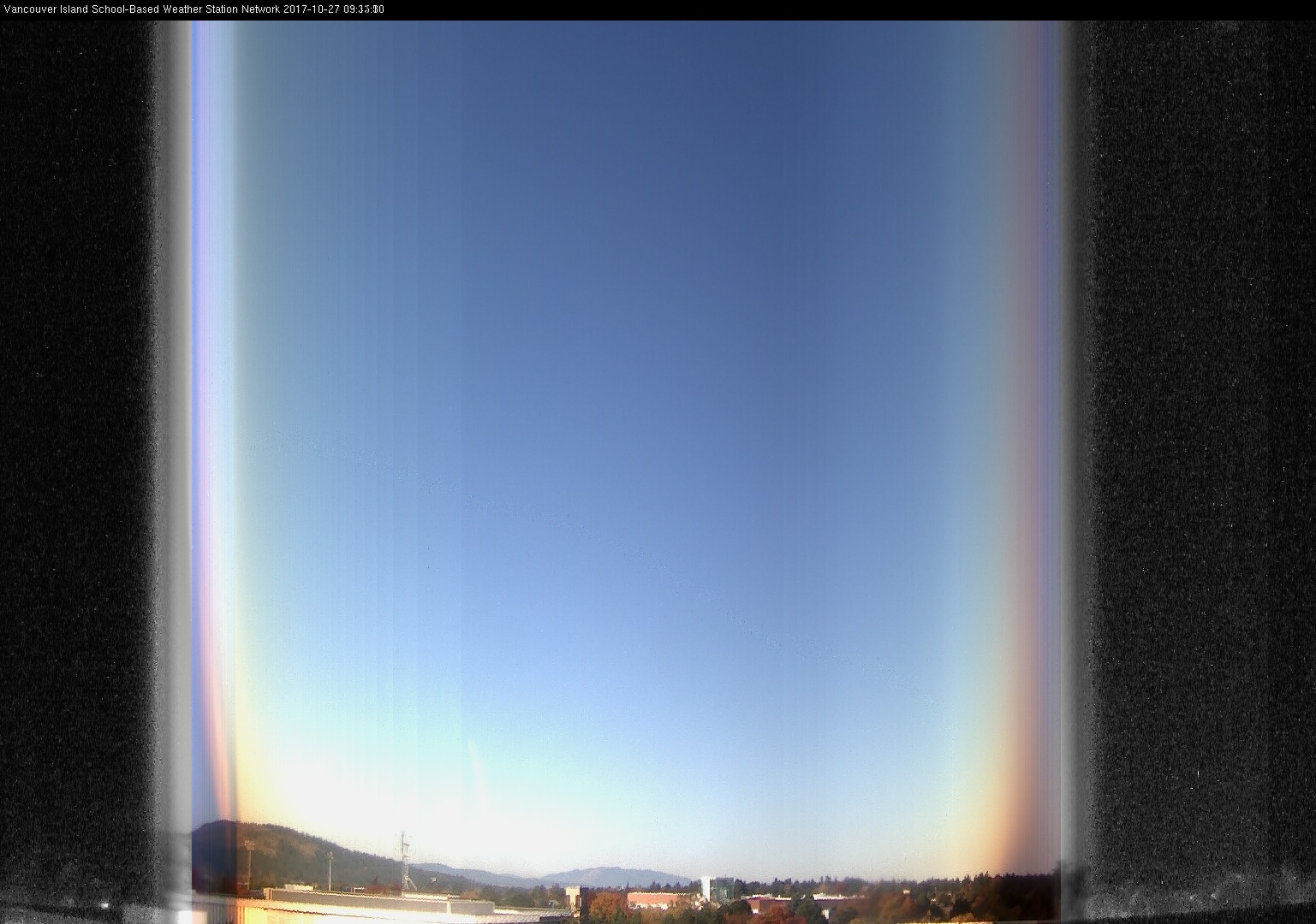 image of the sky seen from UVic, each column of pixels is a different minute, keogram