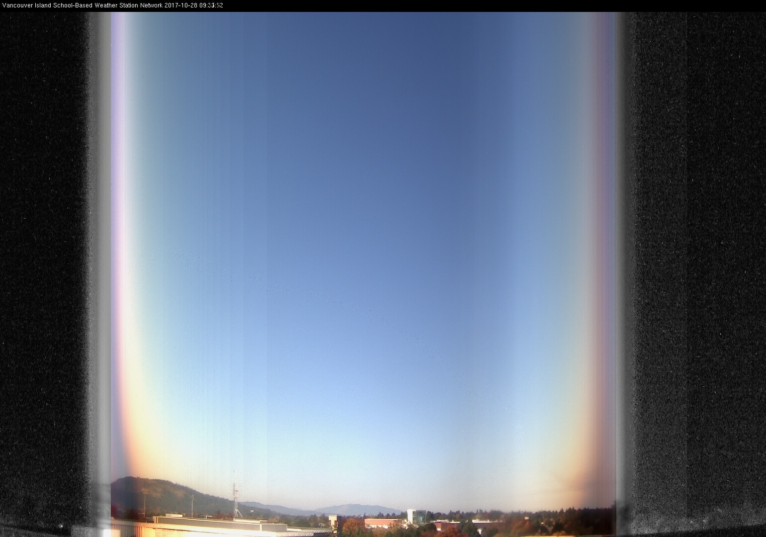 image of the sky seen from UVic, each column of pixels is a different minute, keogram