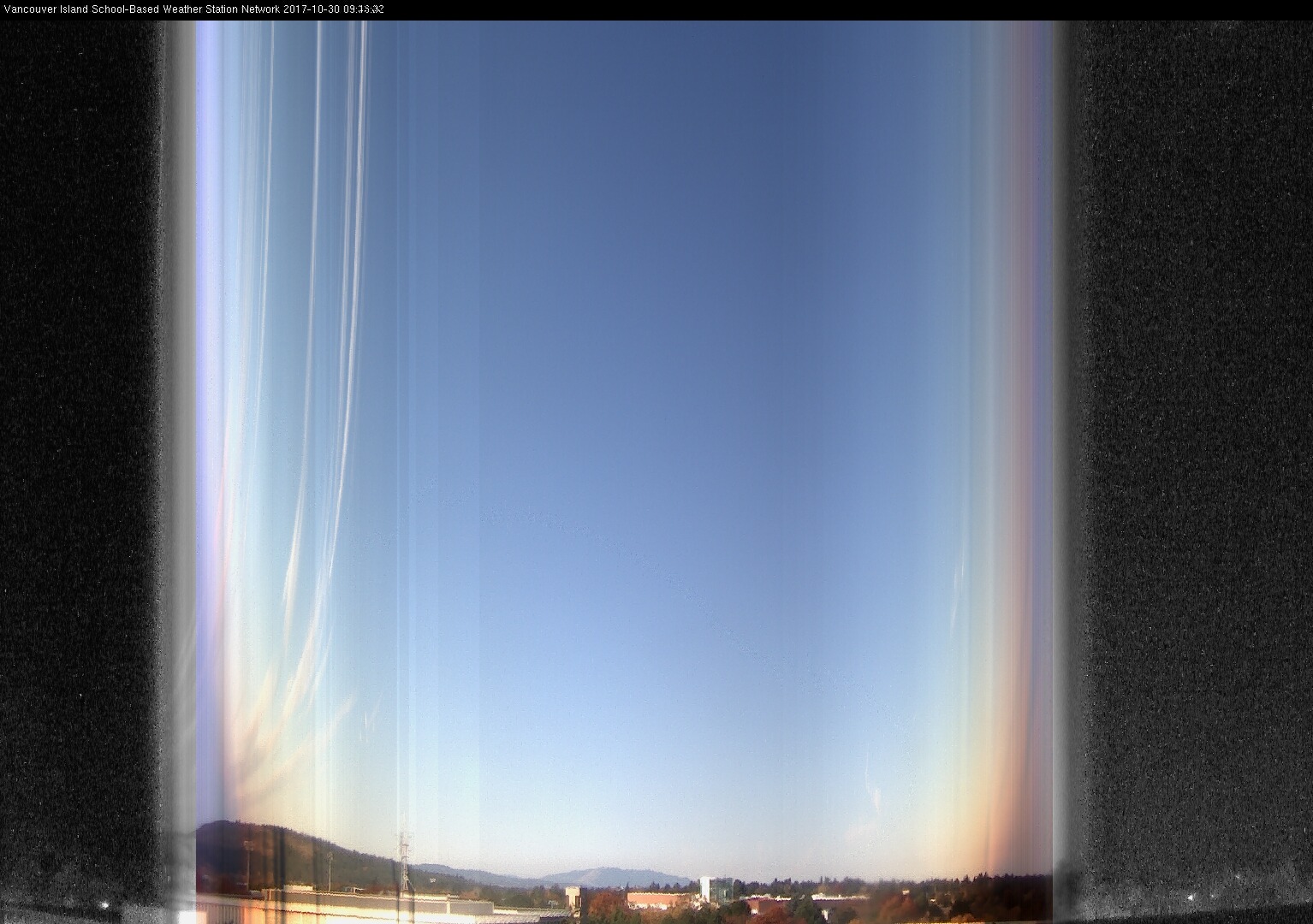 image of the sky seen from UVic, each column of pixels is a different minute, keogram