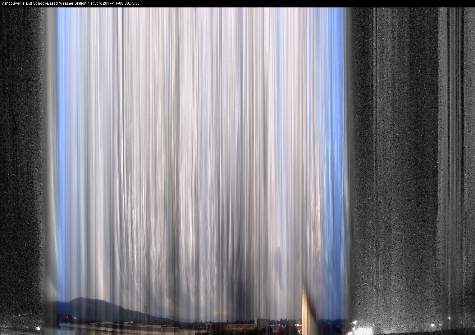 image of the sky seen from UVic, each column of pixels is a different minute, keogram