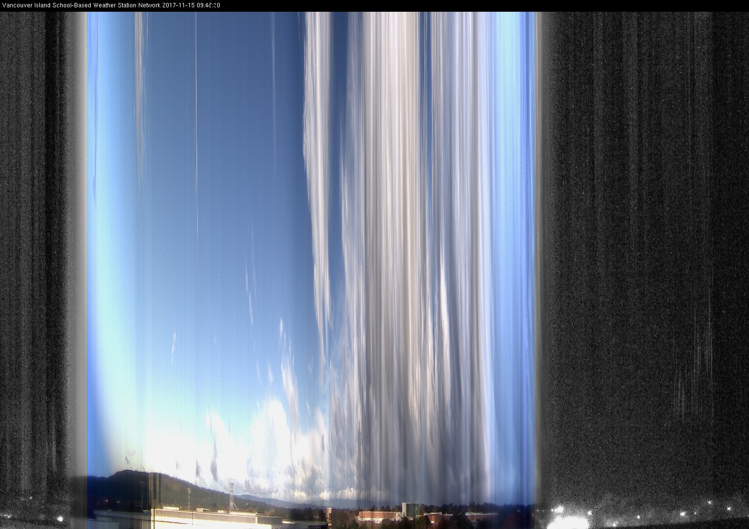 image of the sky seen from UVic, each column of pixels is a different minute, keogram