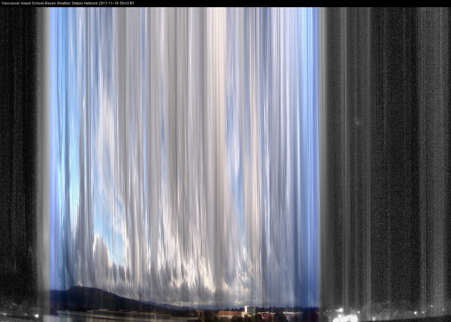 image of the sky seen from UVic, each column of pixels is a different minute, keogram