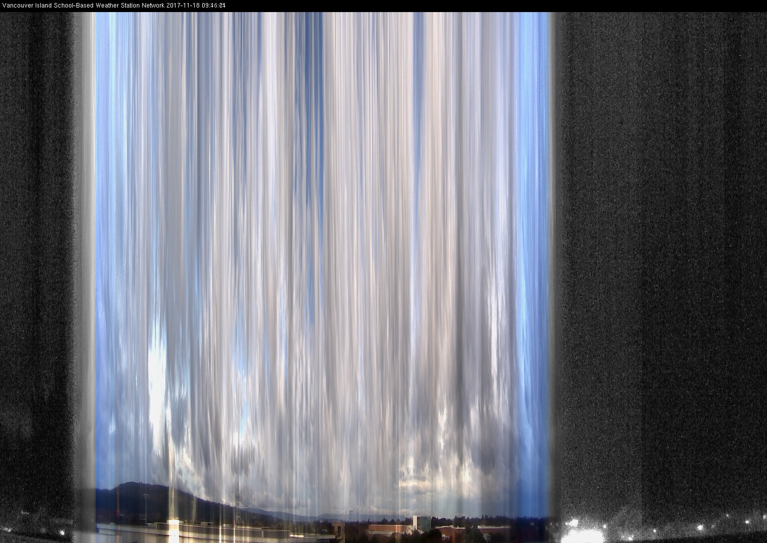 image of the sky seen from UVic, each column of pixels is a different minute, keogram