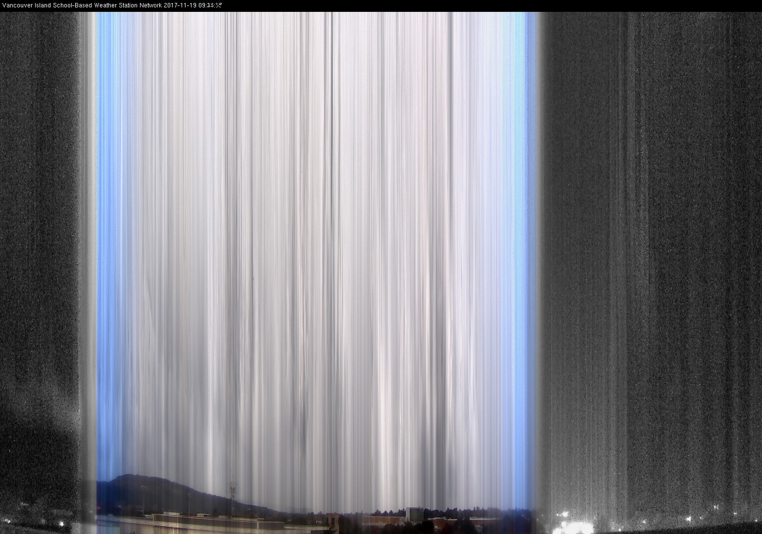 image of the sky seen from UVic, each column of pixels is a different minute, keogram
