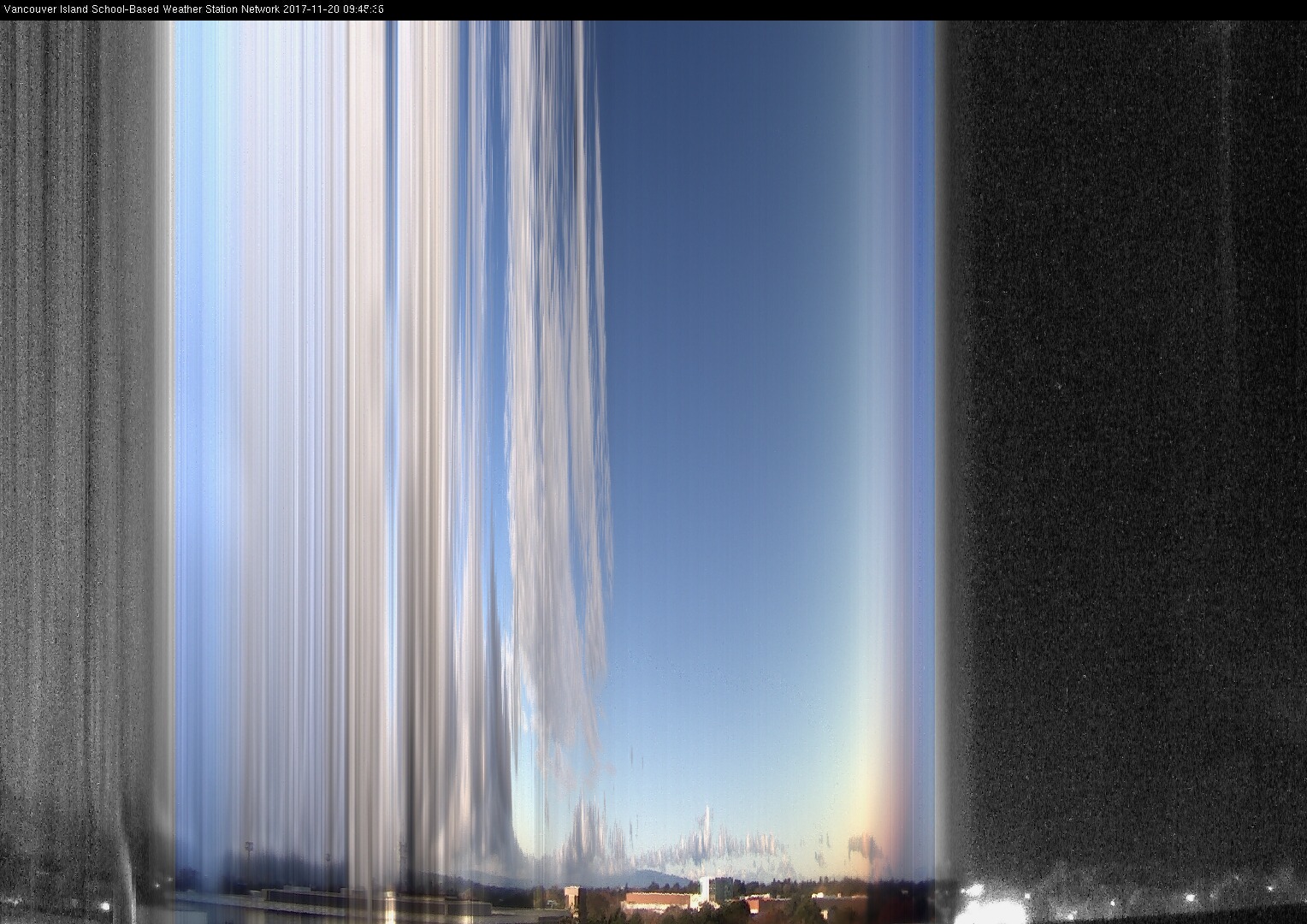 image of the sky seen from UVic, each column of pixels is a different minute, keogram