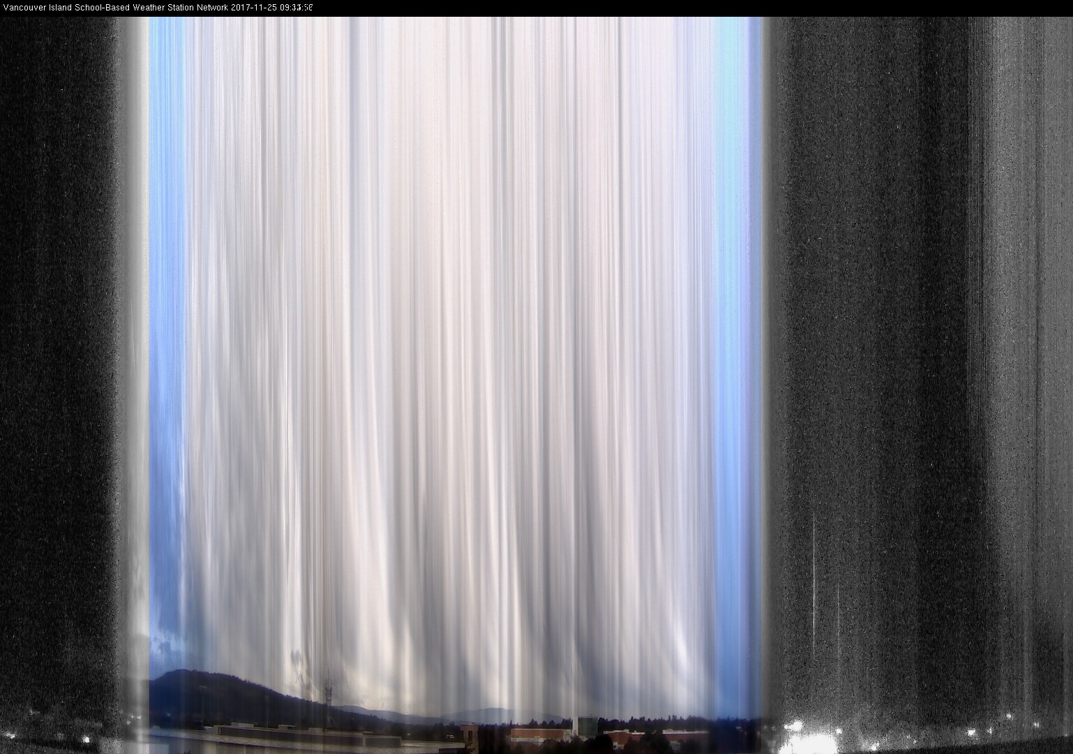 image of the sky seen from UVic, each column of pixels is a different minute, keogram