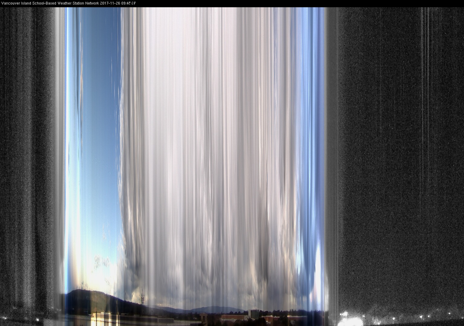 image of the sky seen from UVic, each column of pixels is a different minute, keogram