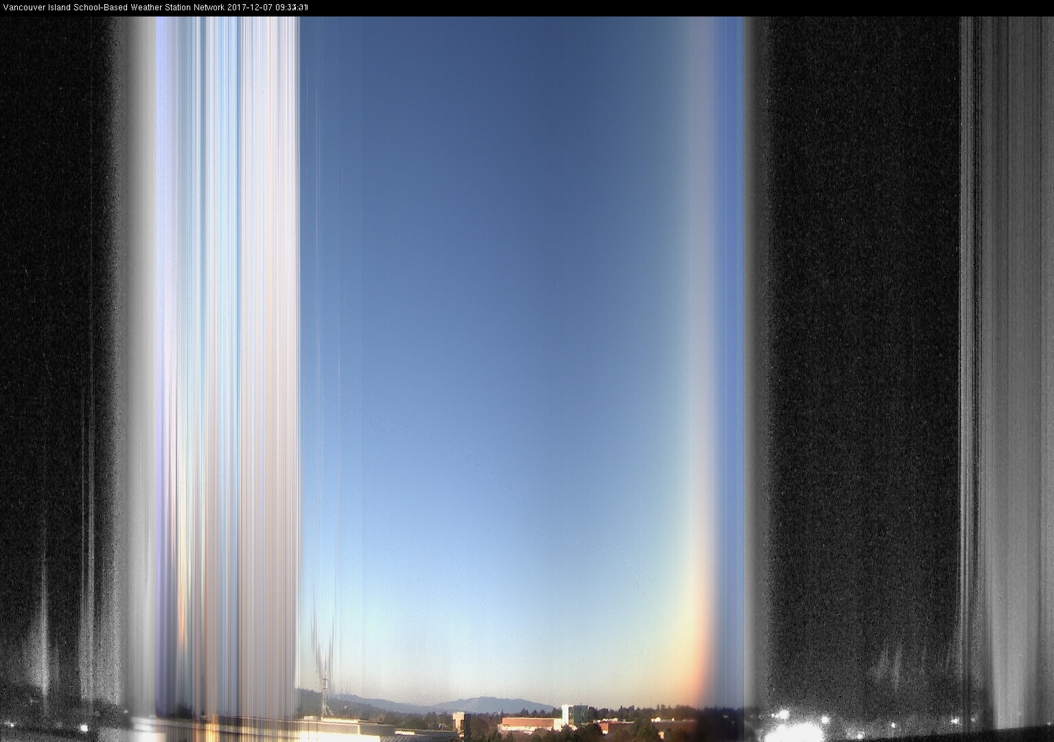image of the sky seen from UVic, each column of pixels is a different minute, keogram