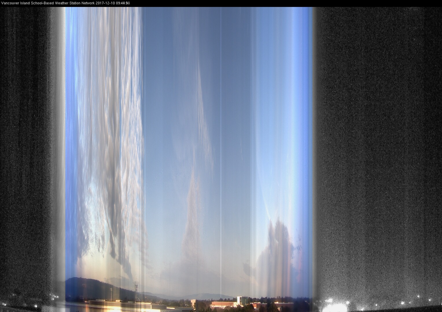 image of the sky seen from UVic, each column of pixels is a different minute, keogram