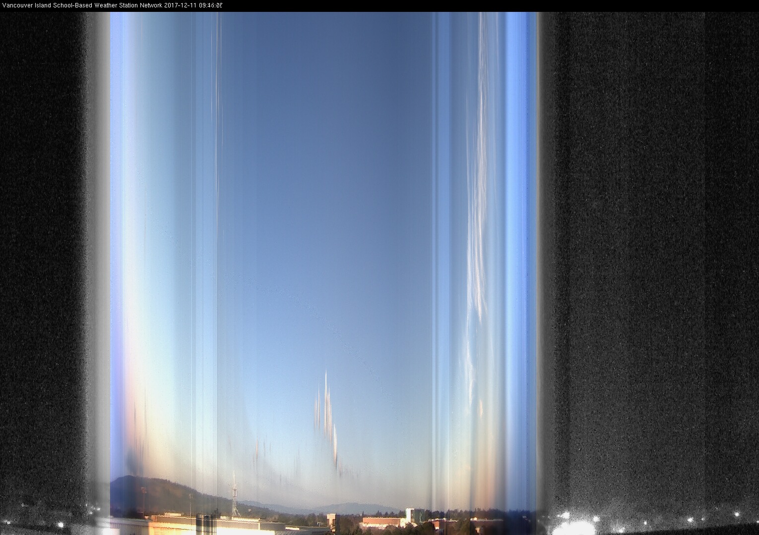 image of the sky seen from UVic, each column of pixels is a different minute, keogram