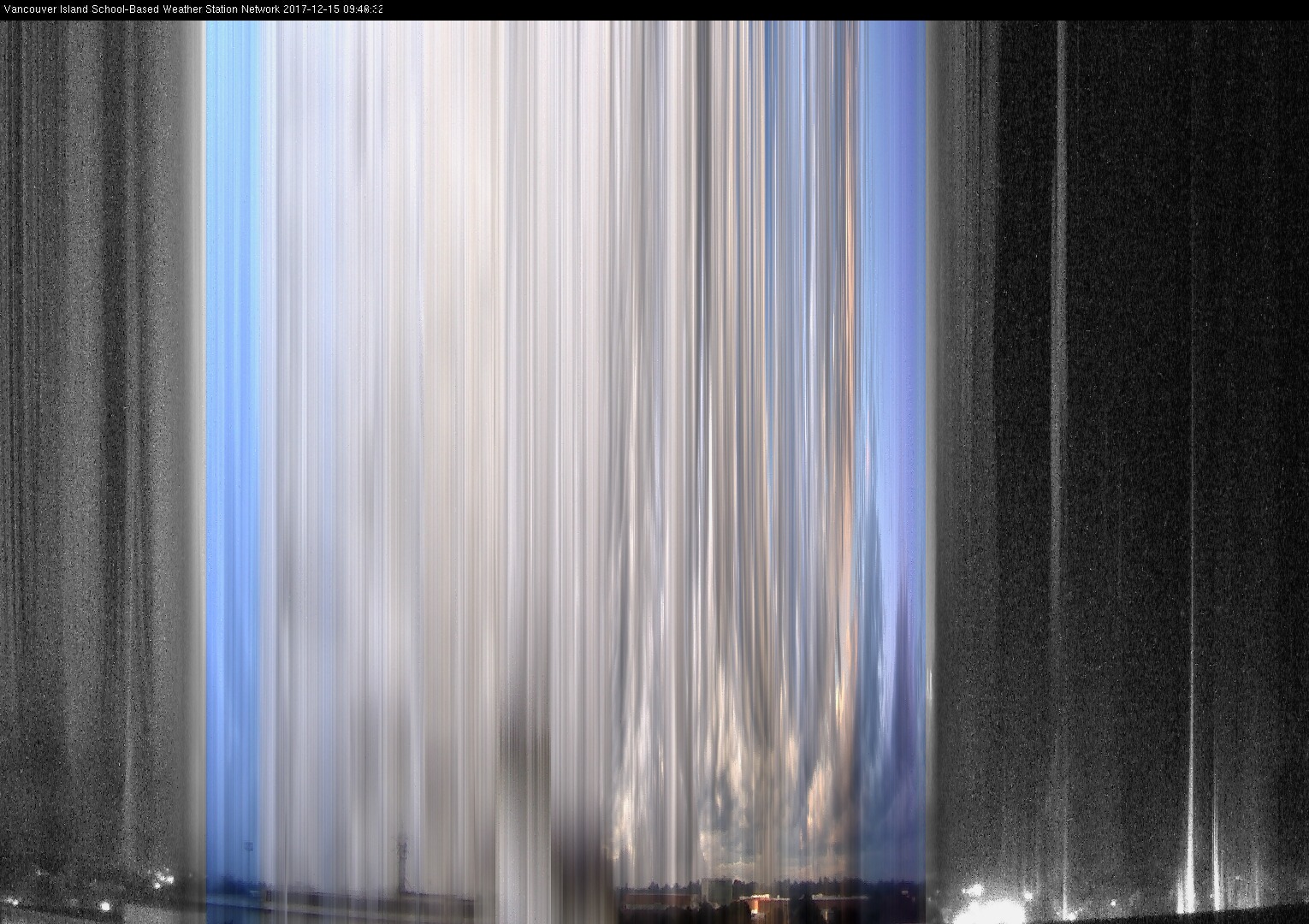 image of the sky seen from UVic, each column of pixels is a different minute, keogram