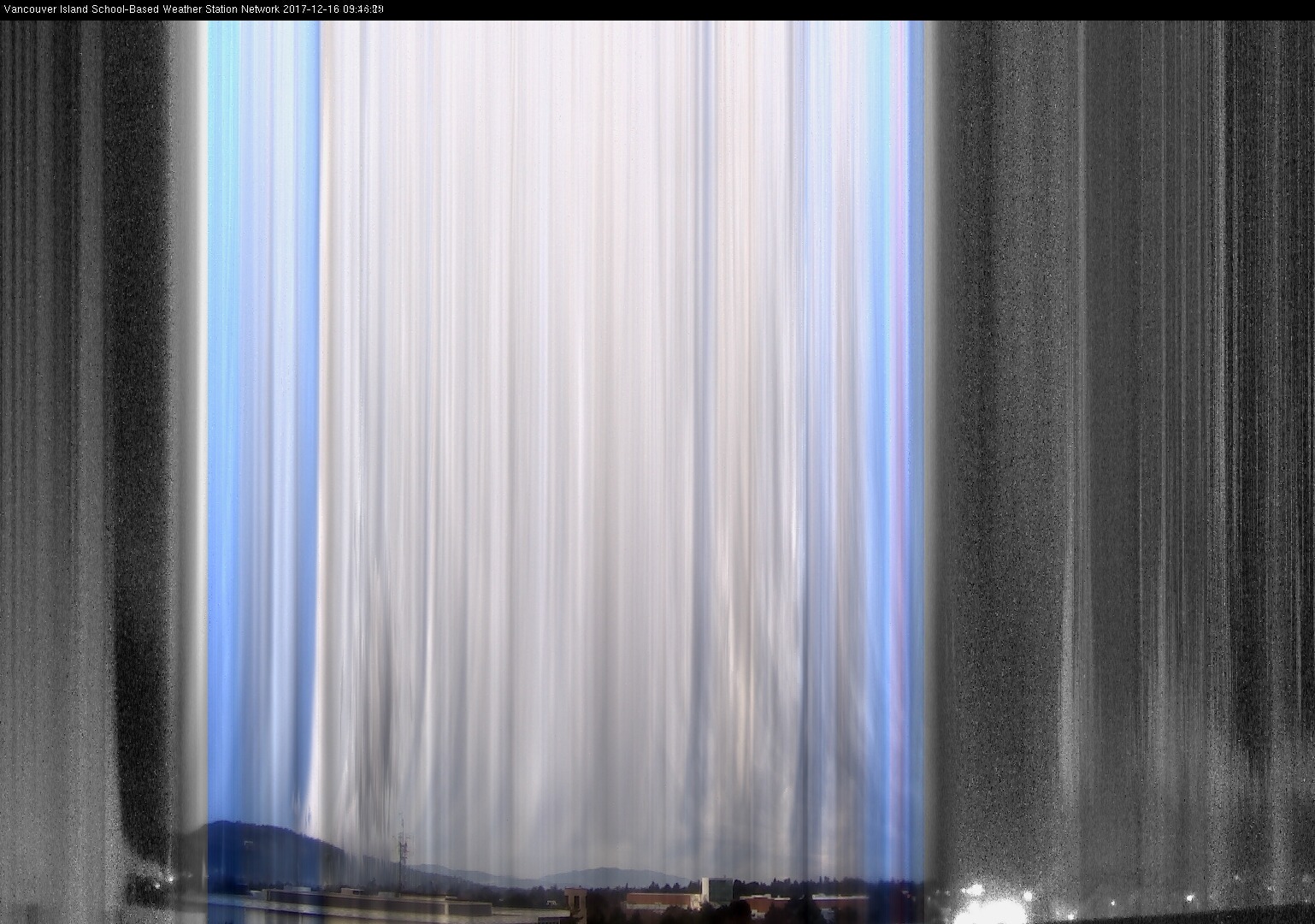 image of the sky seen from UVic, each column of pixels is a different minute, keogram