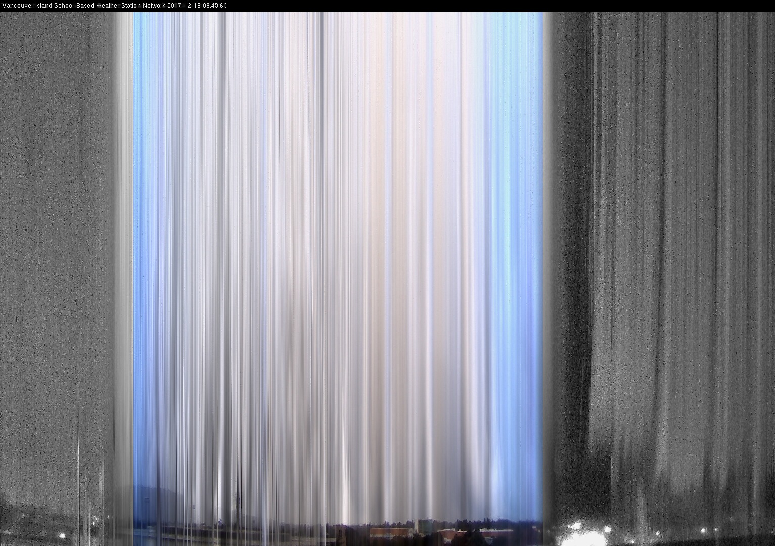 image of the sky seen from UVic, each column of pixels is a different minute, keogram