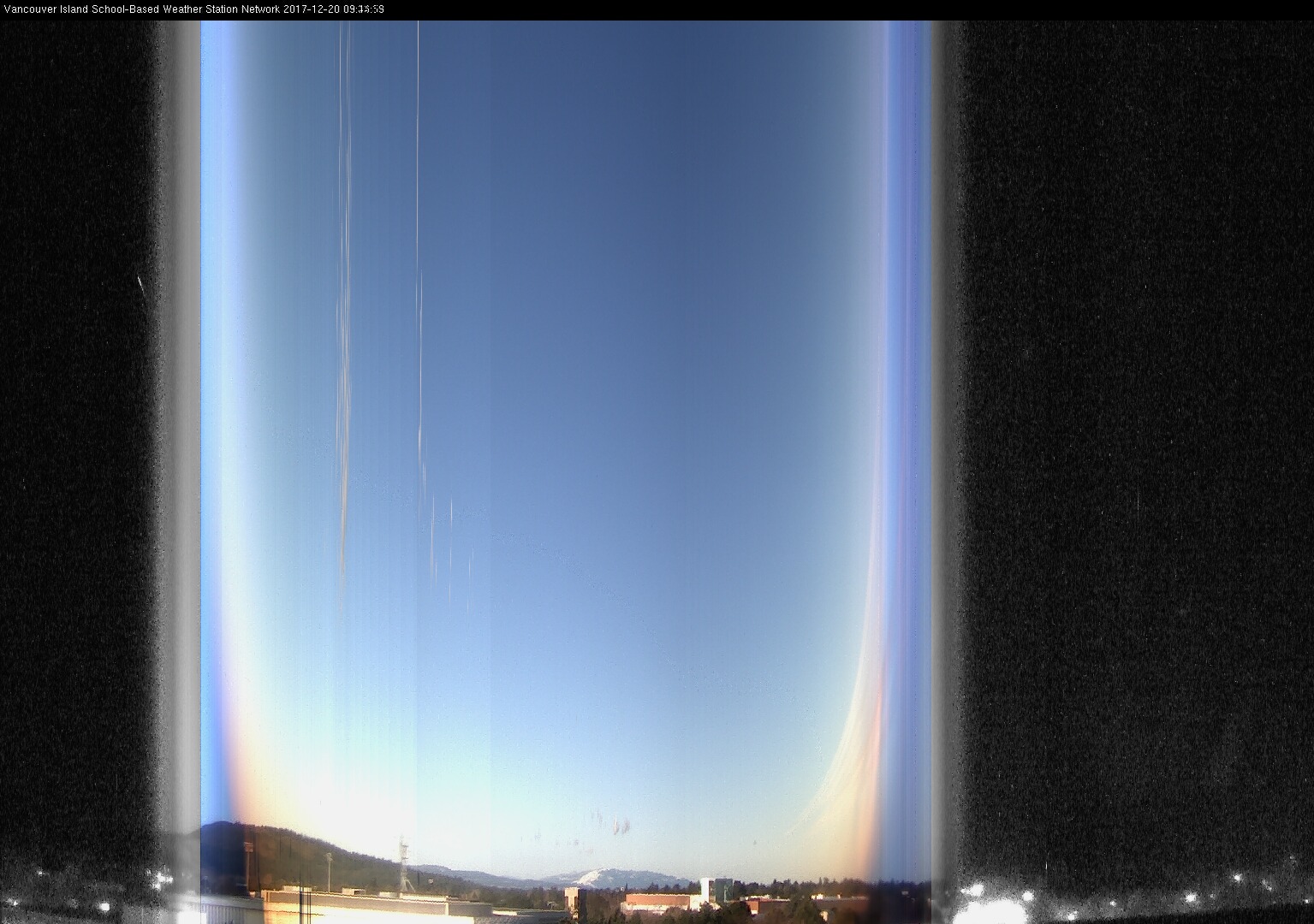 image of the sky seen from UVic, each column of pixels is a different minute, keogram
