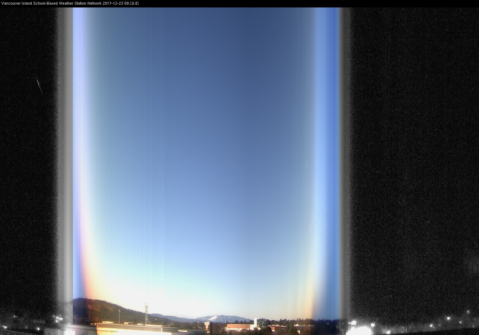 image of the sky seen from UVic, each column of pixels is a different minute, keogram