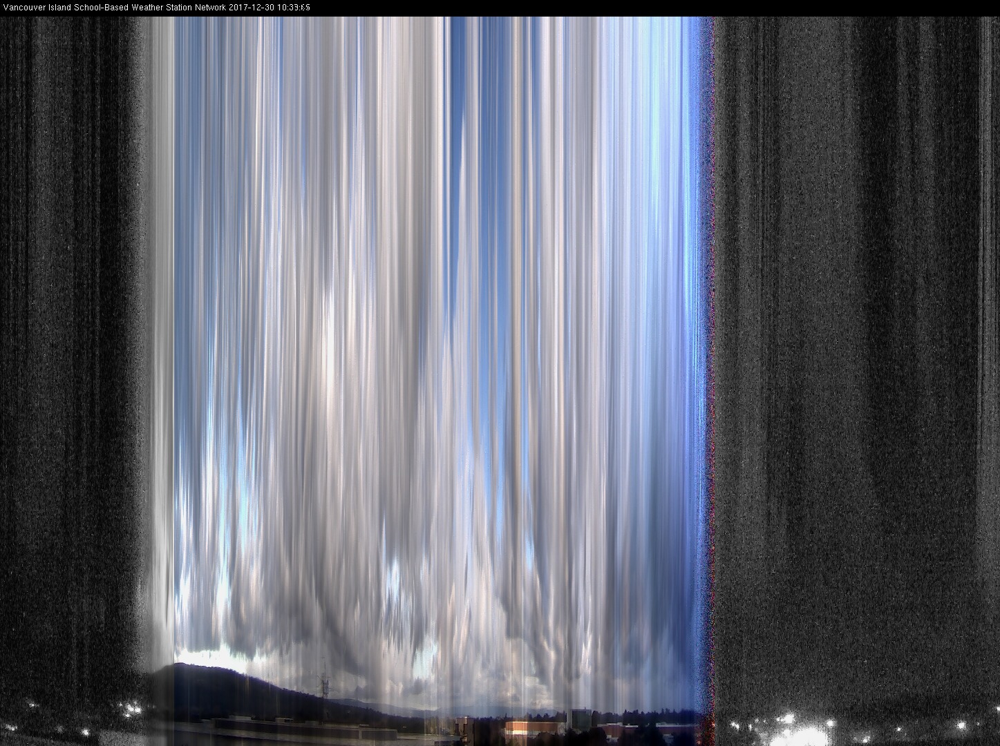 image of the sky seen from UVic, each column of pixels is a different minute, keogram