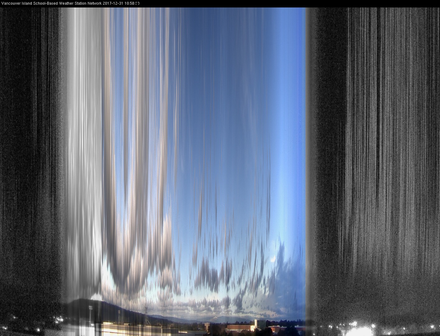 image of the sky seen from UVic, each column of pixels is a different minute, keogram