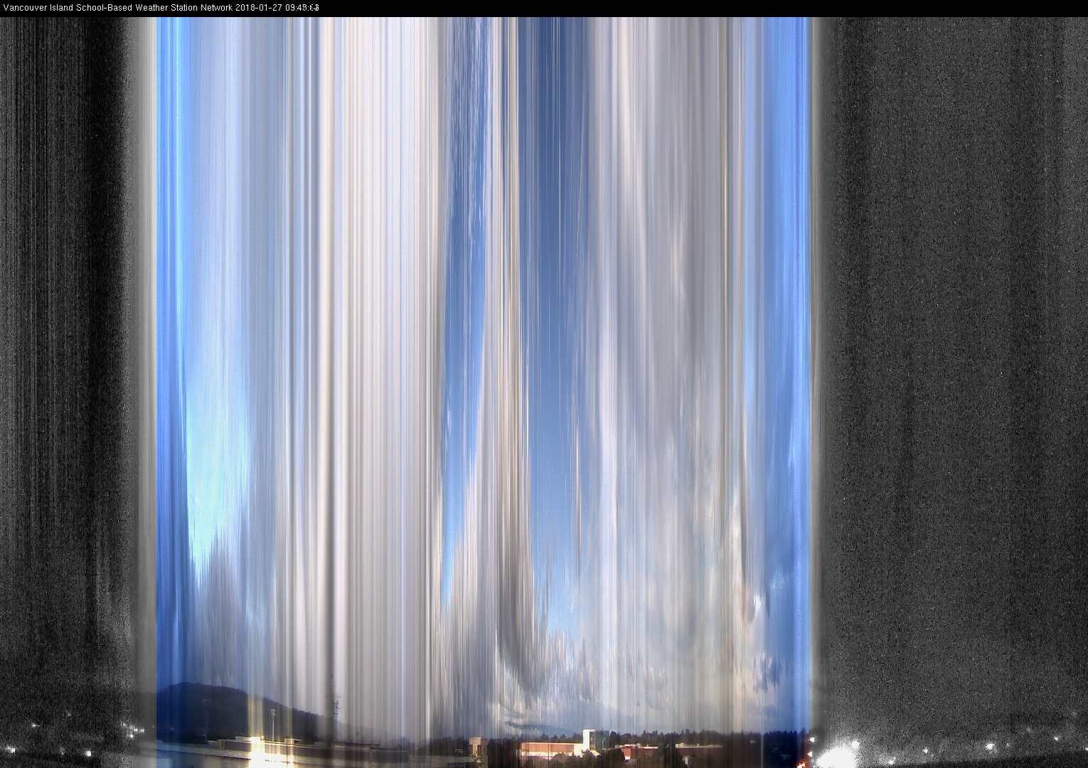 image of the sky seen from UVic, each column of pixels is a different minute, keogram