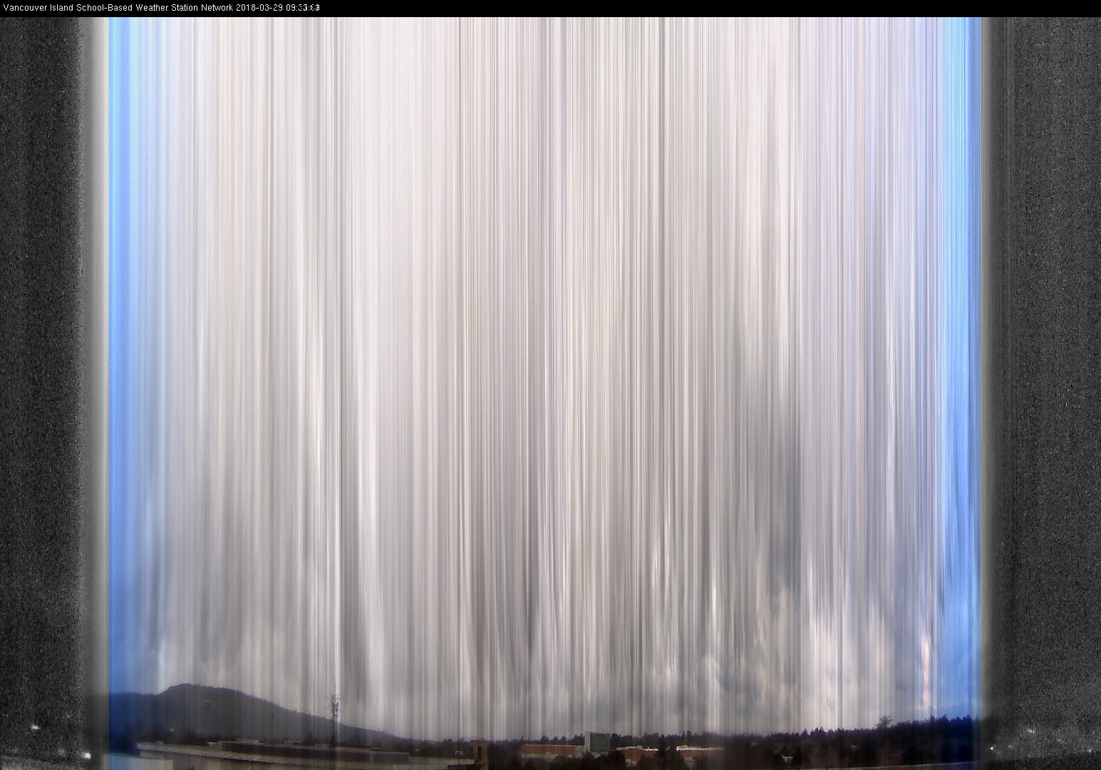 image of the sky seen from UVic, each column of pixels is a different minute, keogram