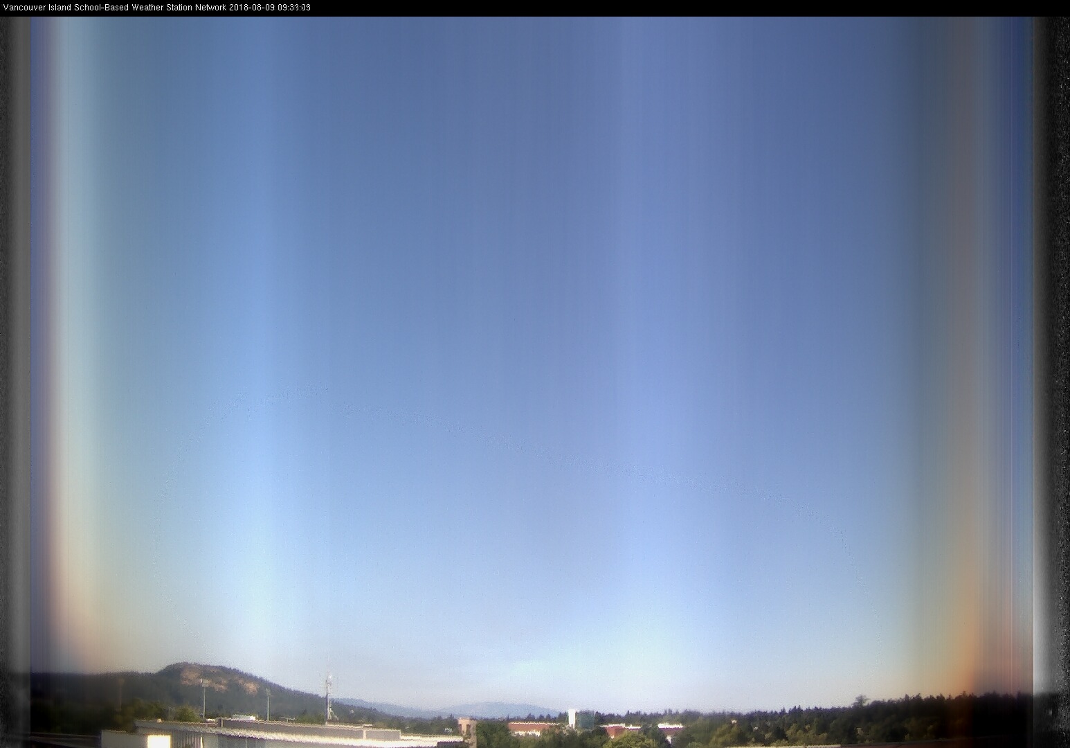 image of the sky seen from UVic, each column of pixels is a different minute, keogram