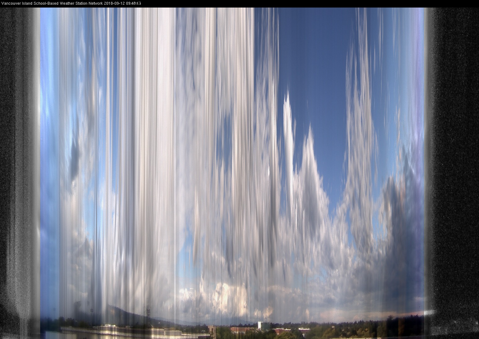 image of the sky seen from UVic, each column of pixels is a different minute, keogram