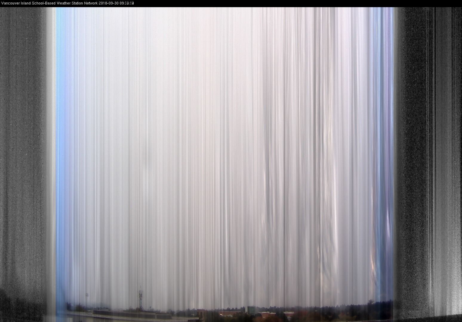 image of the sky seen from UVic, each column of pixels is a different minute, keogram