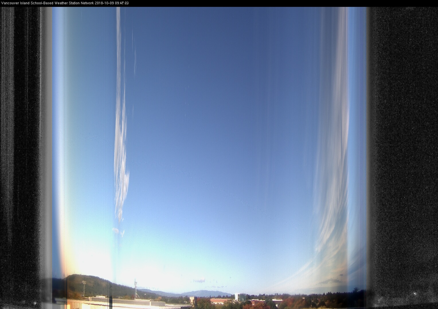 image of the sky seen from UVic, each column of pixels is a different minute, keogram