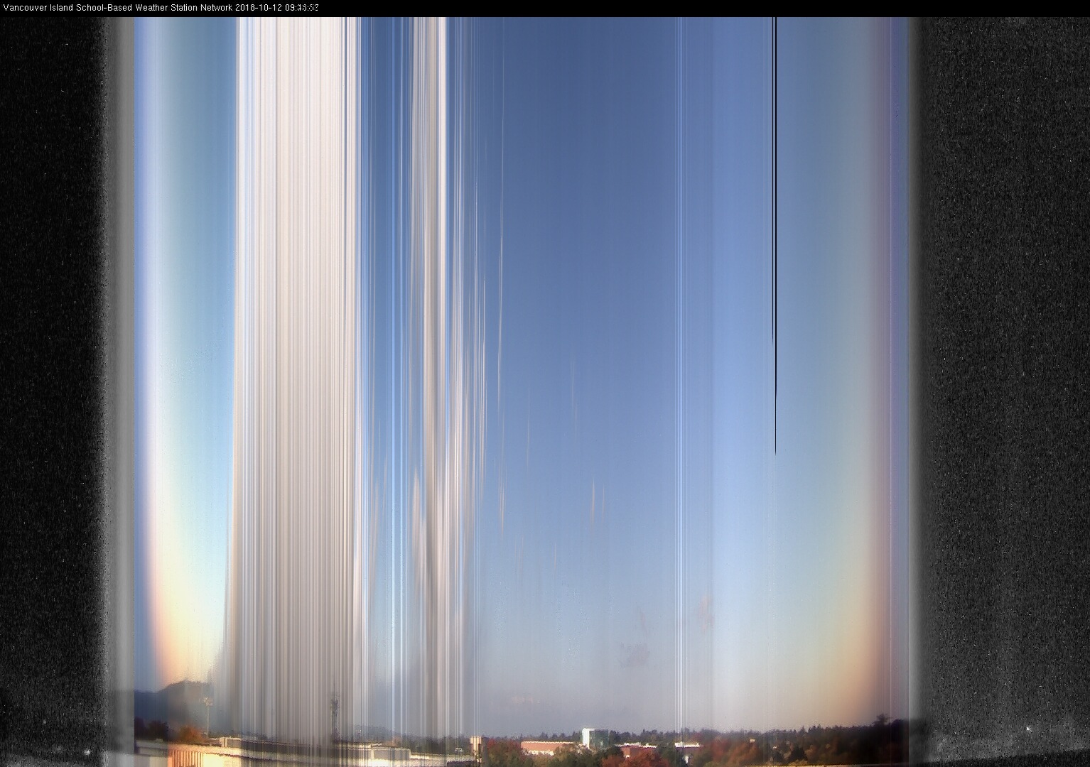 image of the sky seen from UVic, each column of pixels is a different minute, keogram