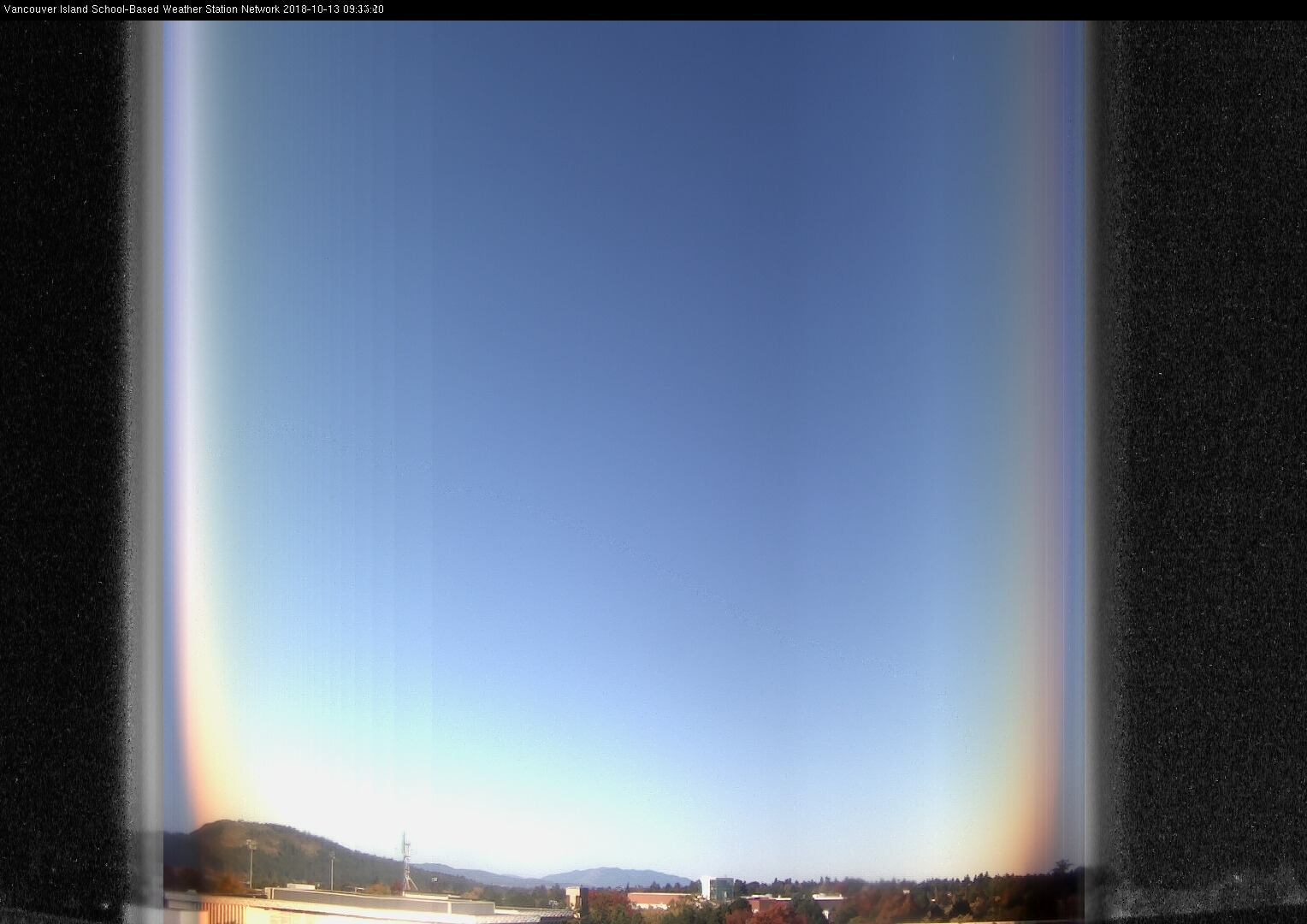 image of the sky seen from UVic, each column of pixels is a different minute, keogram