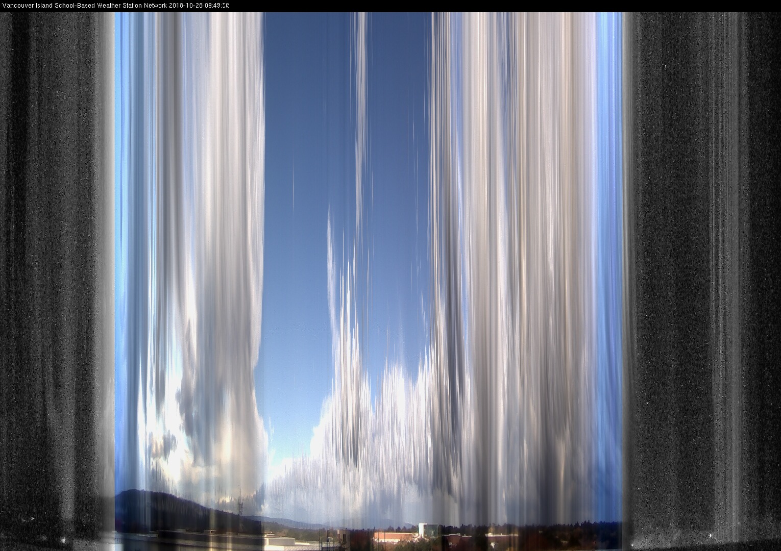 image of the sky seen from UVic, each column of pixels is a different minute, keogram