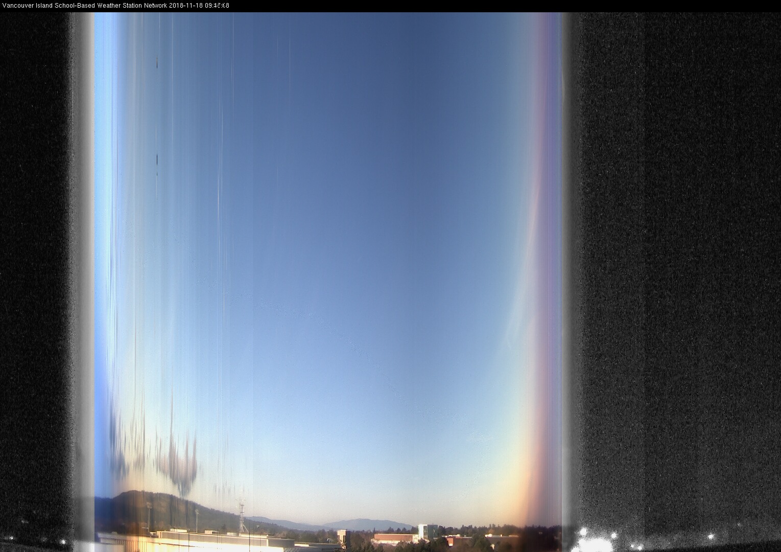 image of the sky seen from UVic, each column of pixels is a different minute, keogram