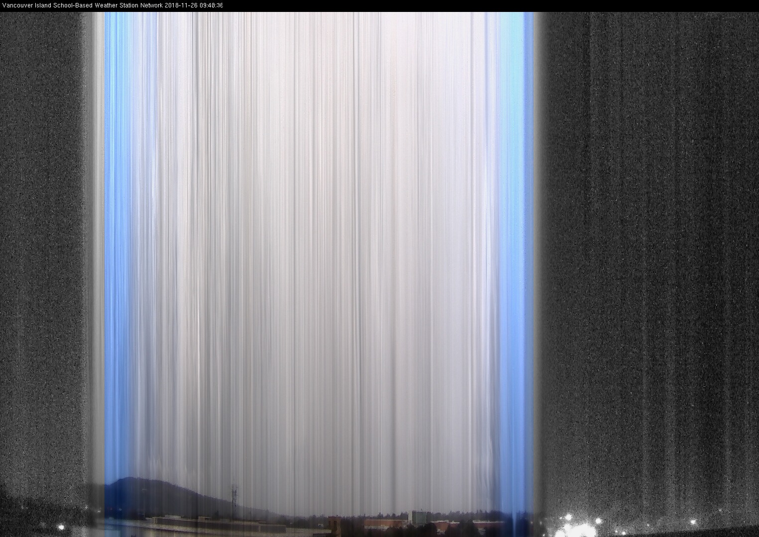 image of the sky seen from UVic, each column of pixels is a different minute, keogram