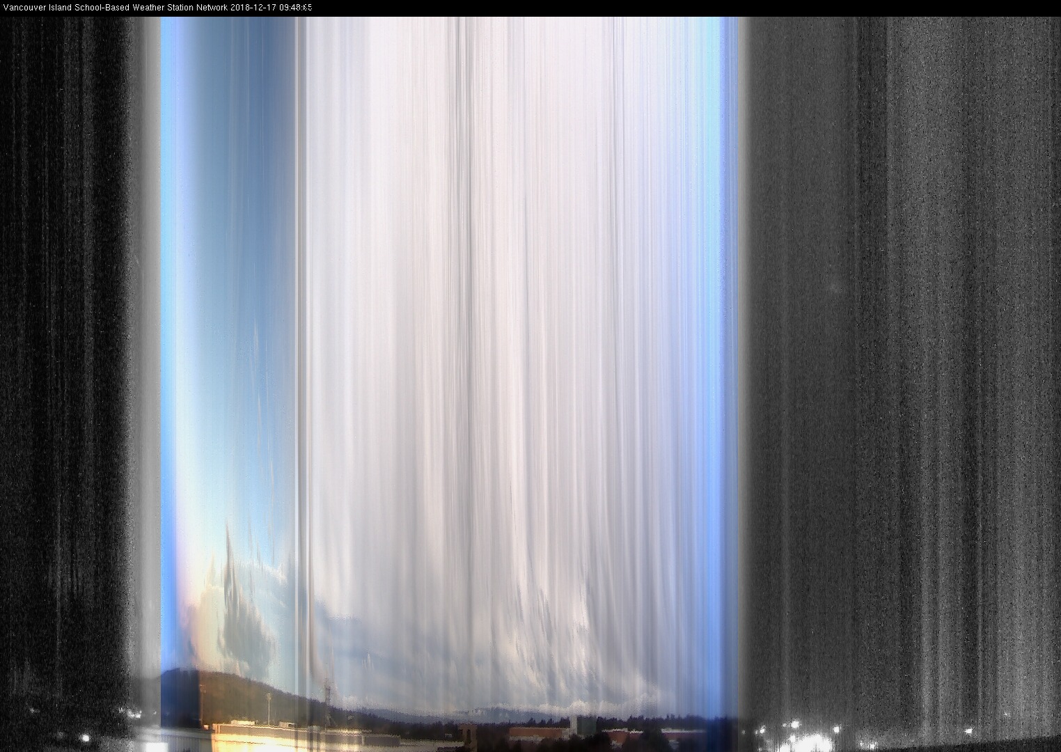 image of the sky seen from UVic, each column of pixels is a different minute, keogram
