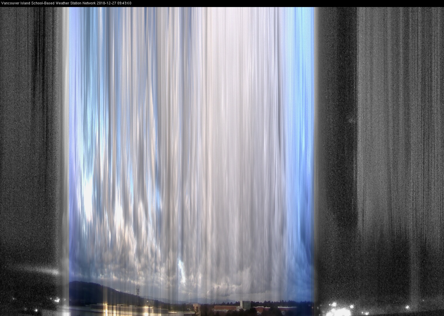 image of the sky seen from UVic, each column of pixels is a different minute, keogram