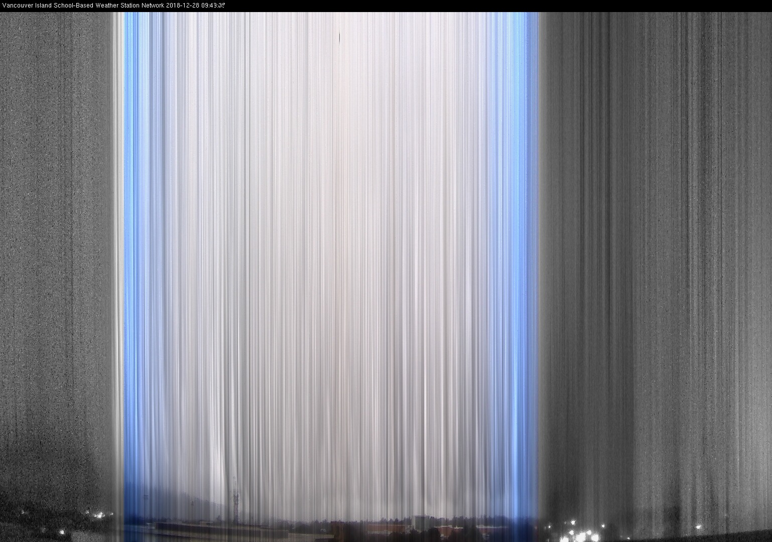 image of the sky seen from UVic, each column of pixels is a different minute, keogram